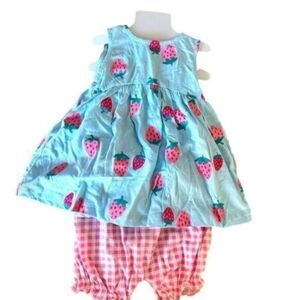 Carter’s TWO PIECE Set Baby Infant Girl Summer Strawberry Dress & Pink/White 6mo
